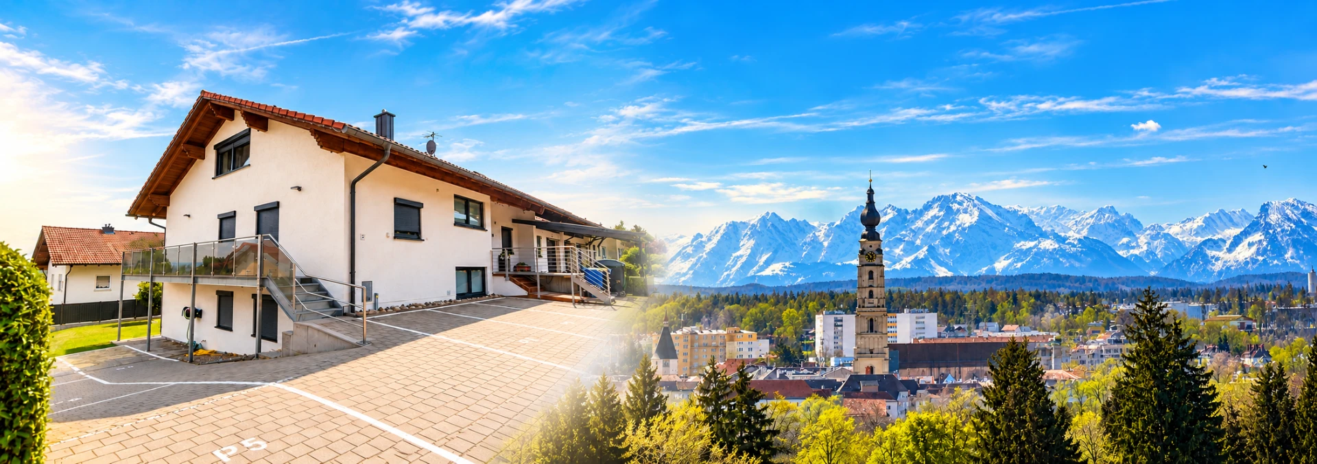 Haus Alpenblick mit Blick über Simbach am Inn und die Berge